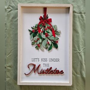 NEW Let's Kiss Under the Mistletoe Ashland Christmas Framed‎ Wall Decor
